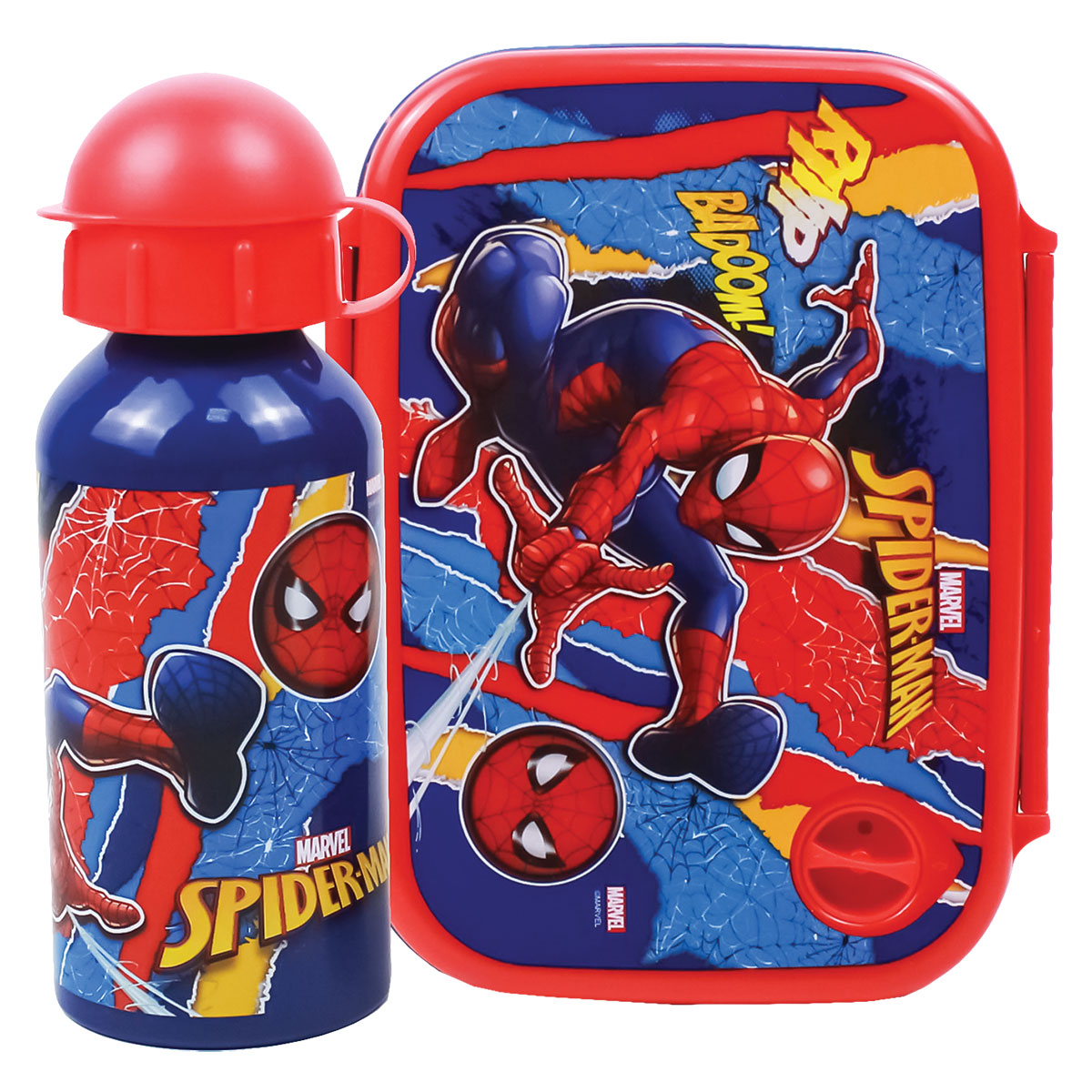 SPIDER-MAN-Set c/ Cantil de Aluminio 400ml+Merendeira