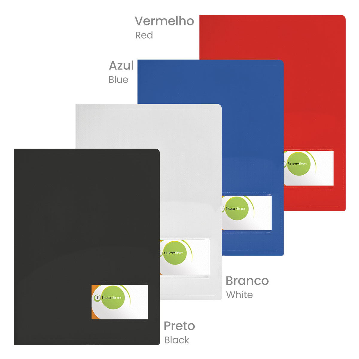 FLUORLINE-Capa A4 c/porta cartões e bolsas p/documentos