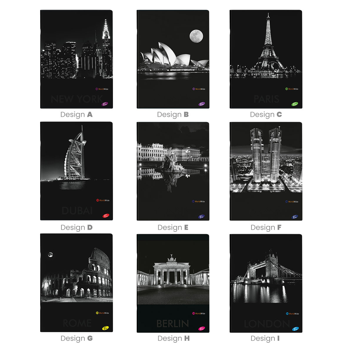 Cities By Night-Caderno Premium A4quadriculado-48 fls+2-80gr