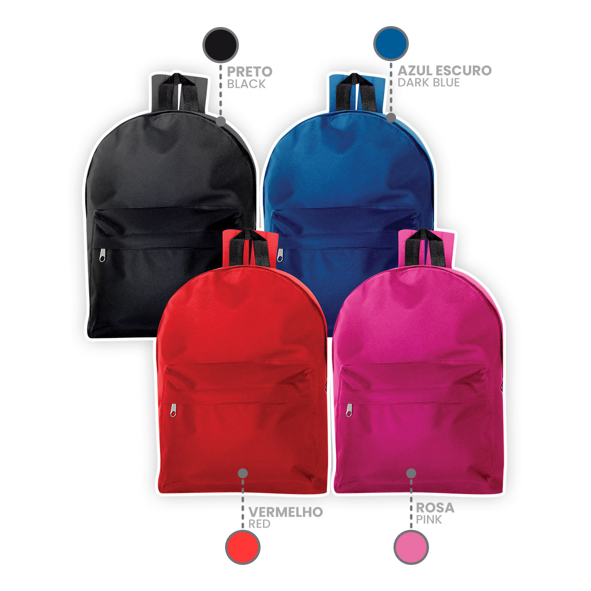 BASIC BAGS-Mochila Grande c/2 fechos 30x40x14cm