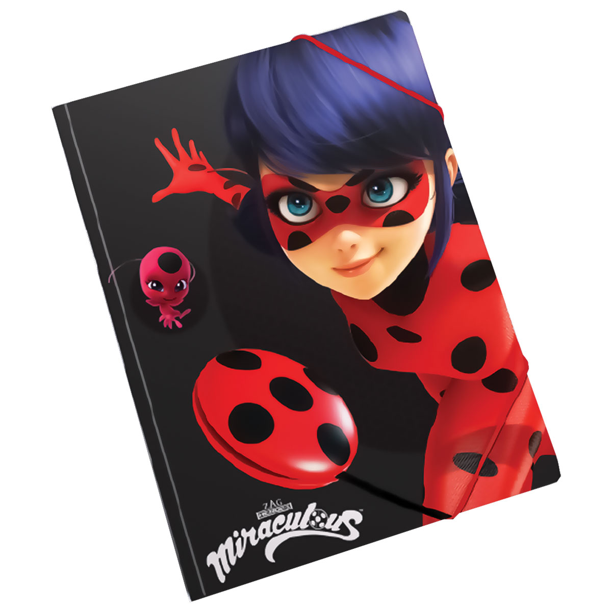 LADYBUG-BLACKst-Capa A4 cartão com elástico 24x32cm