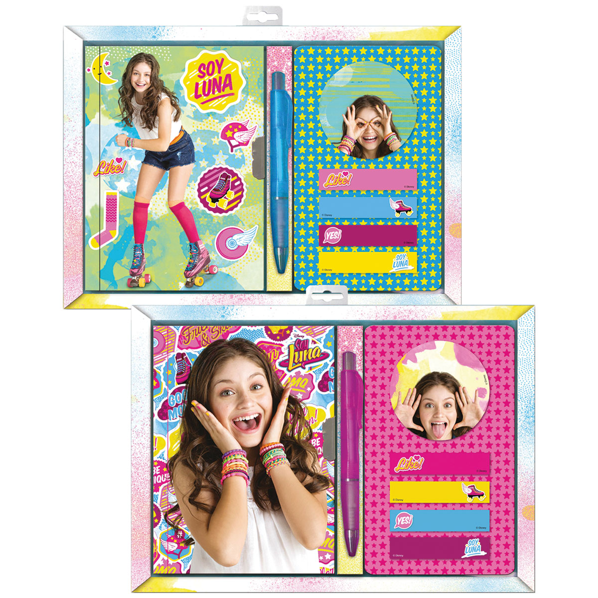 SOY LUNA-Set Diário 11x15cm 56fls+100etiquetas+Esferografica