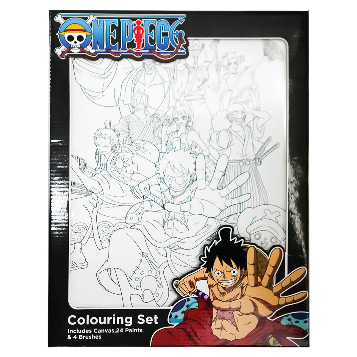 ONE PIECE-Kit Pintar Por Números-Tela30x40+4Pinceis+24Tintas