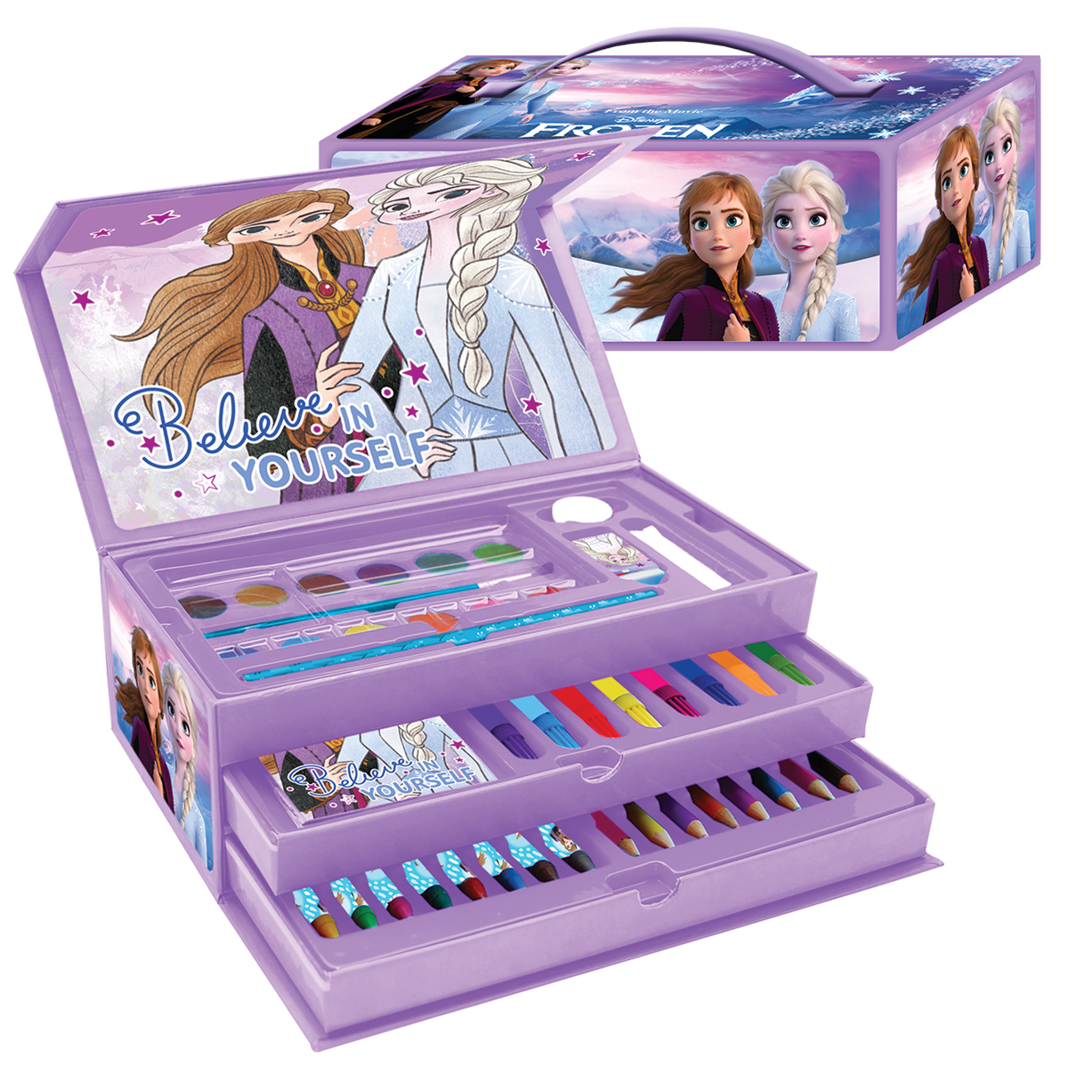 FROZEN-Conjunto p/ Colorir - 52 pcs - 3 niveis