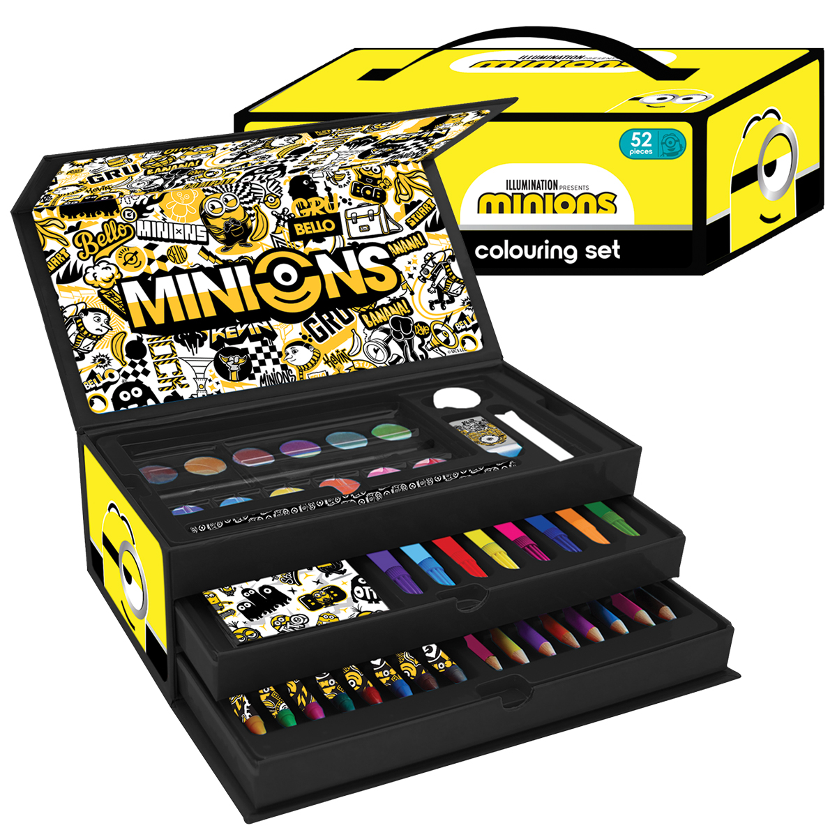 MINIONS-Conjunto p/ Colorir - 52 pcs - 3 niveis