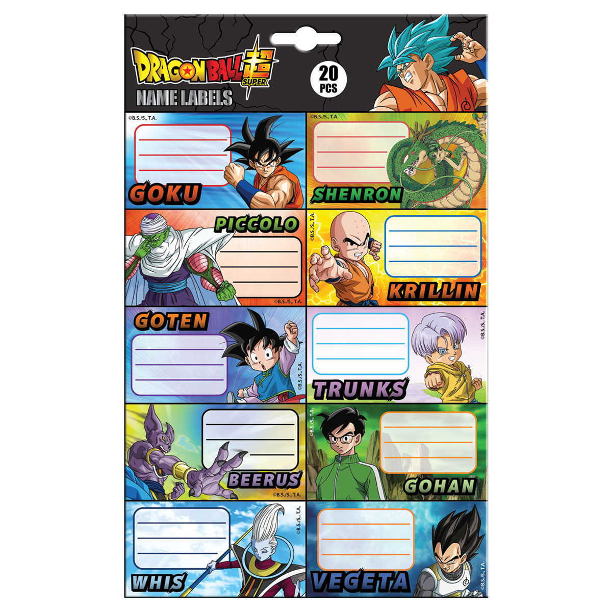 DRAGONBALL-SUPER-20 etiquetas escolares 17x27cm