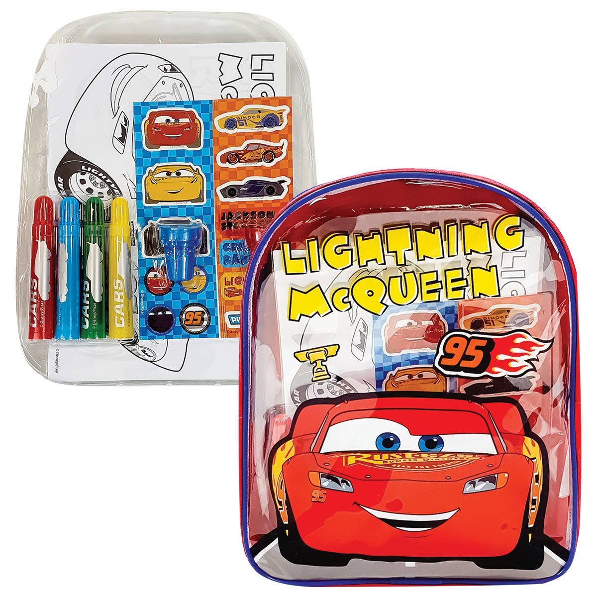 CARS-Mini Mochila com Conjunto p/ Colorir - 13 Peças