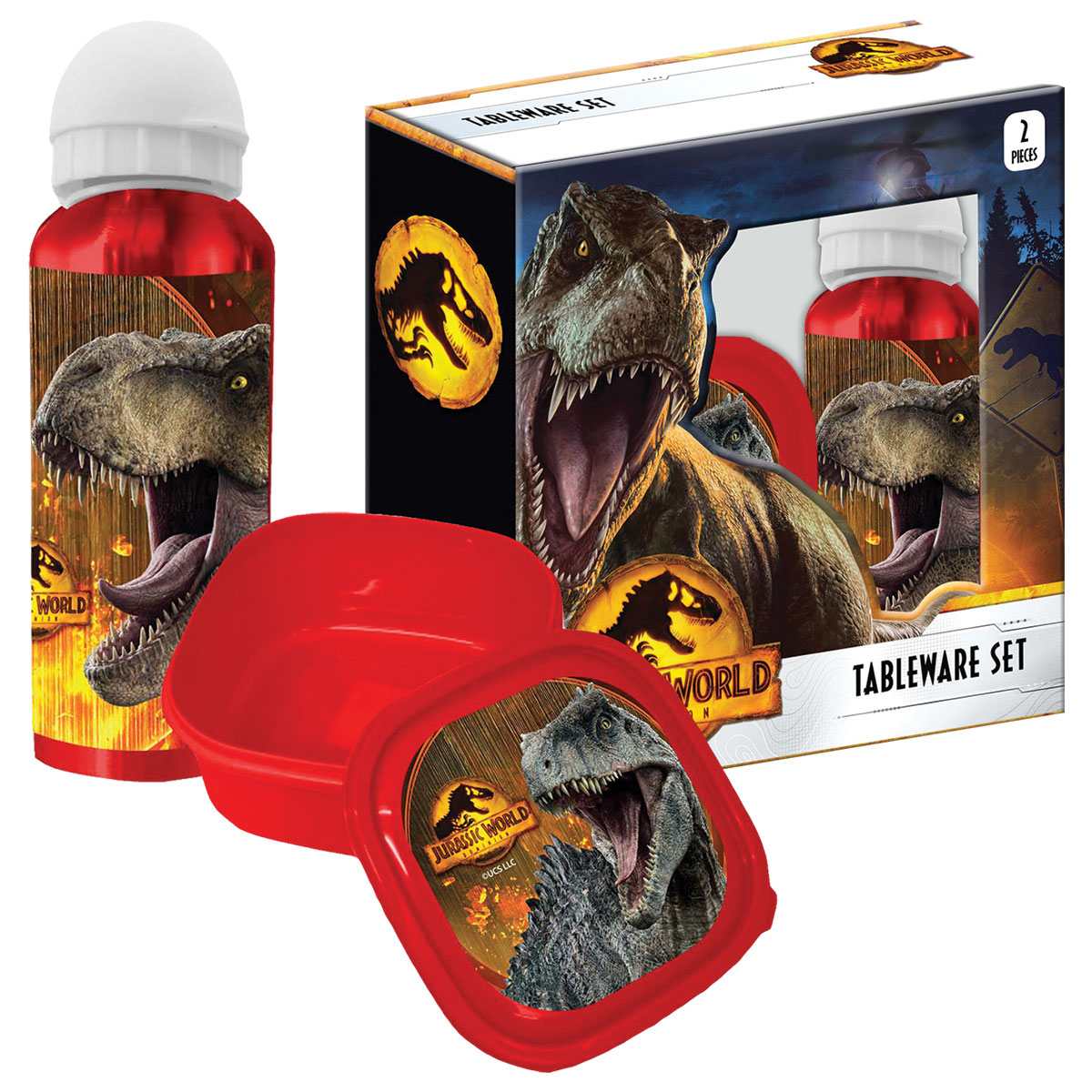 JURASSIC WORLD-Set c/ Cantil de Aluminio 400ml+Merendeira