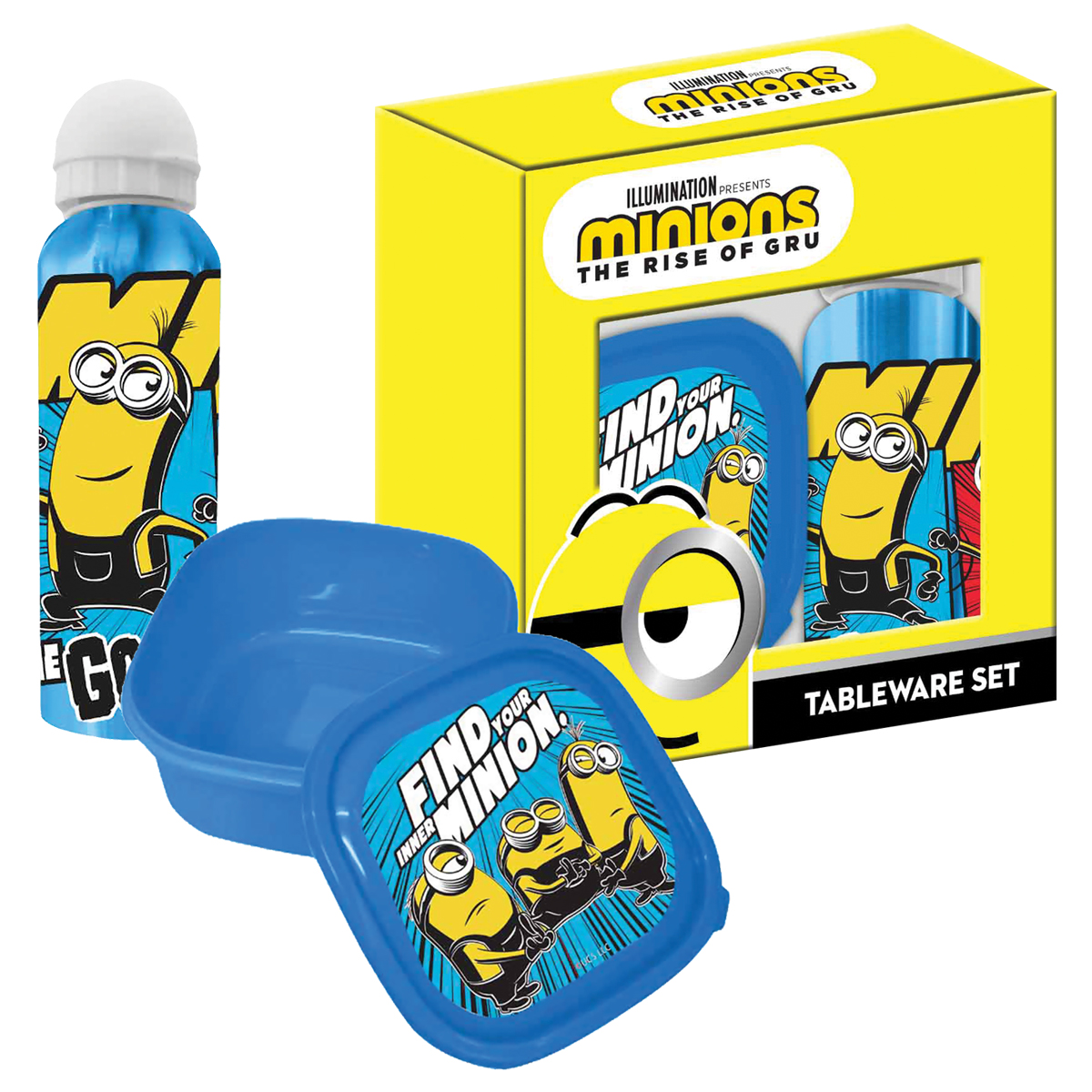 MINIONS- Set c/ Cantil de Aluminio 400ml+Merendeira