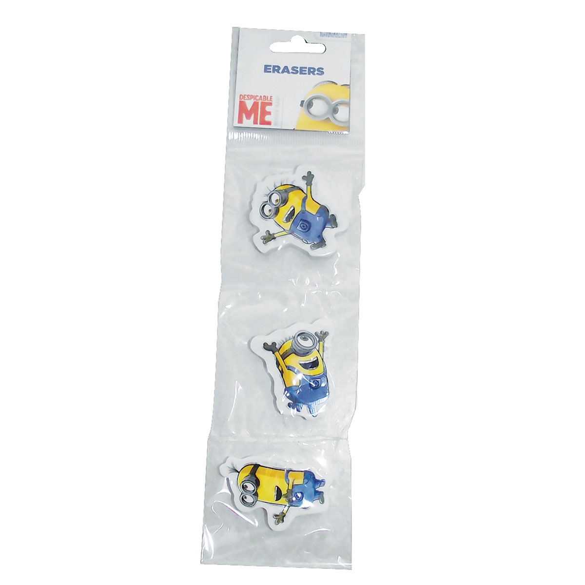 Minions-Pack de 3 borrachas em polybag