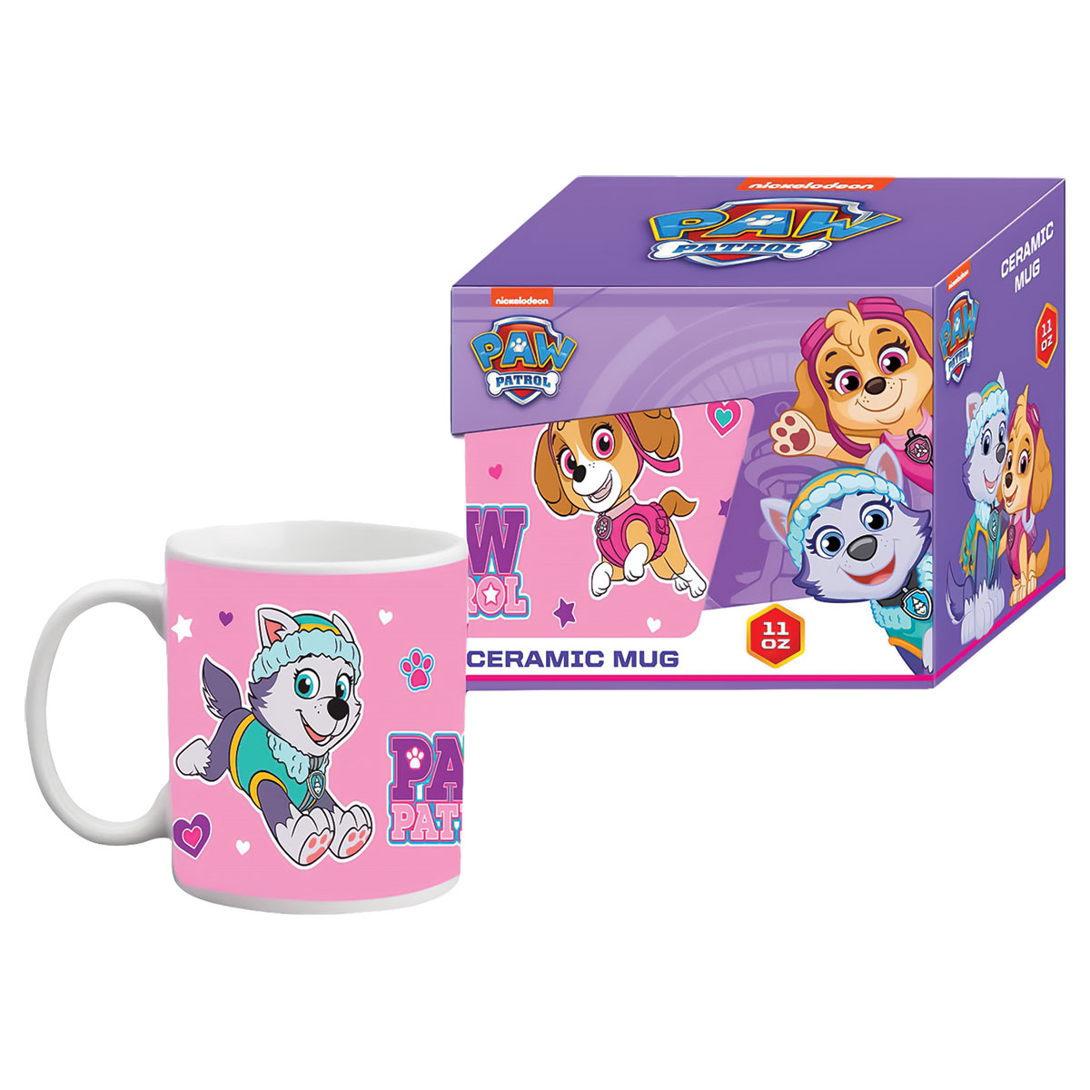 Paw Patrol-Rosa-Caneca Cerâmica 11oz/300ml Caixa Presente