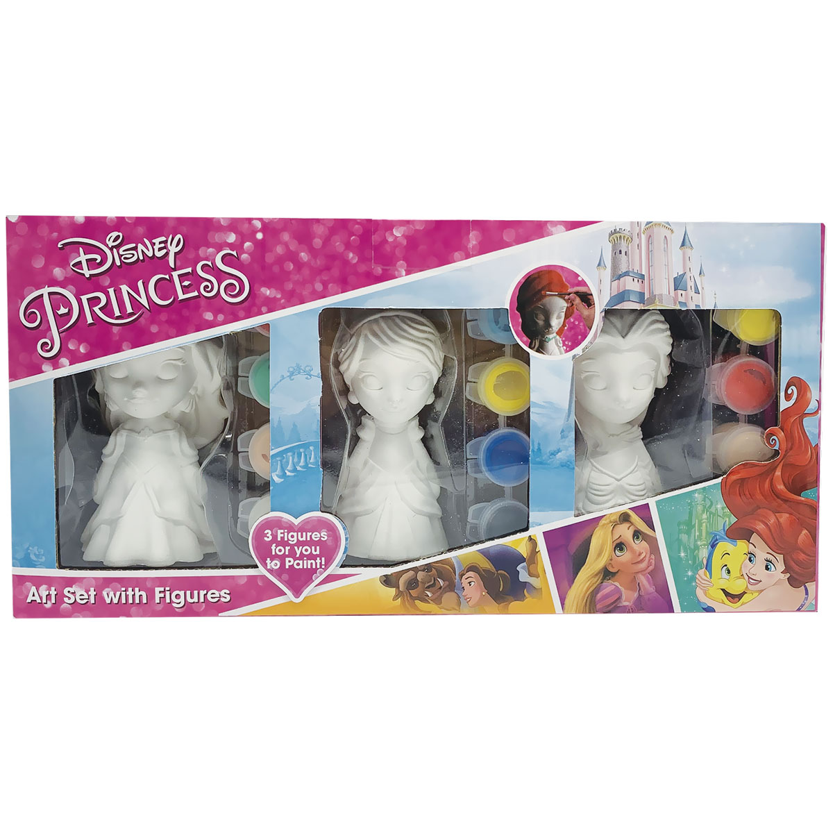 Princesas-Set 3 Figuras p/ Pintar em Caixa Presente