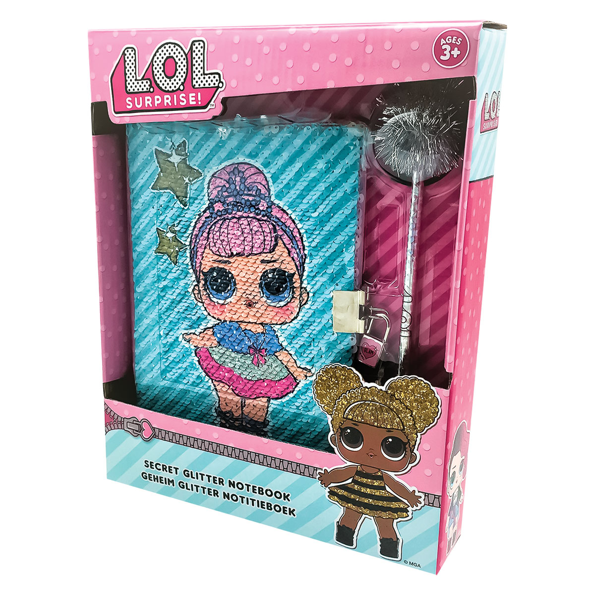 LOL-Set Caderno Lantejoulas+Esferográfica Pompom