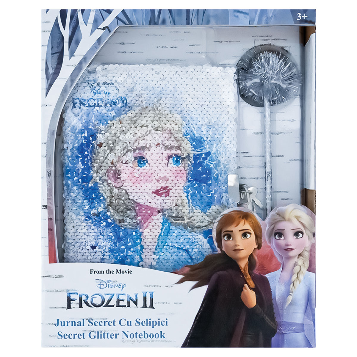 FROZEN2-Set Caderno Lantejoulas+Esferográfica Pompom