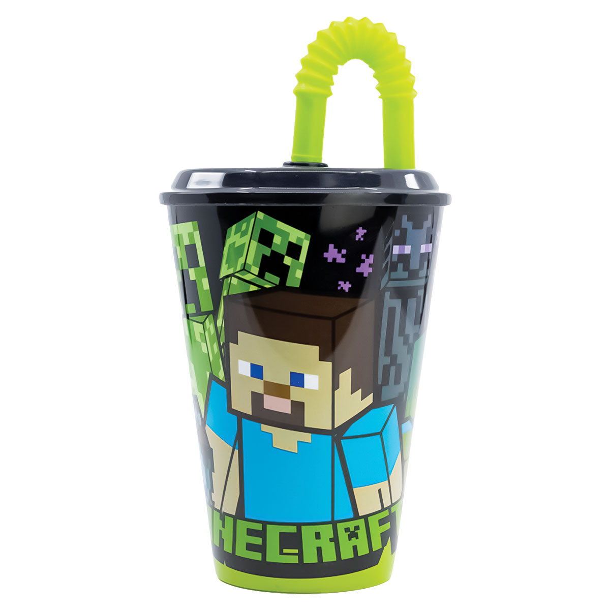 MINECRAFT-Copo Reutilizável PP com Palhinha 430ml