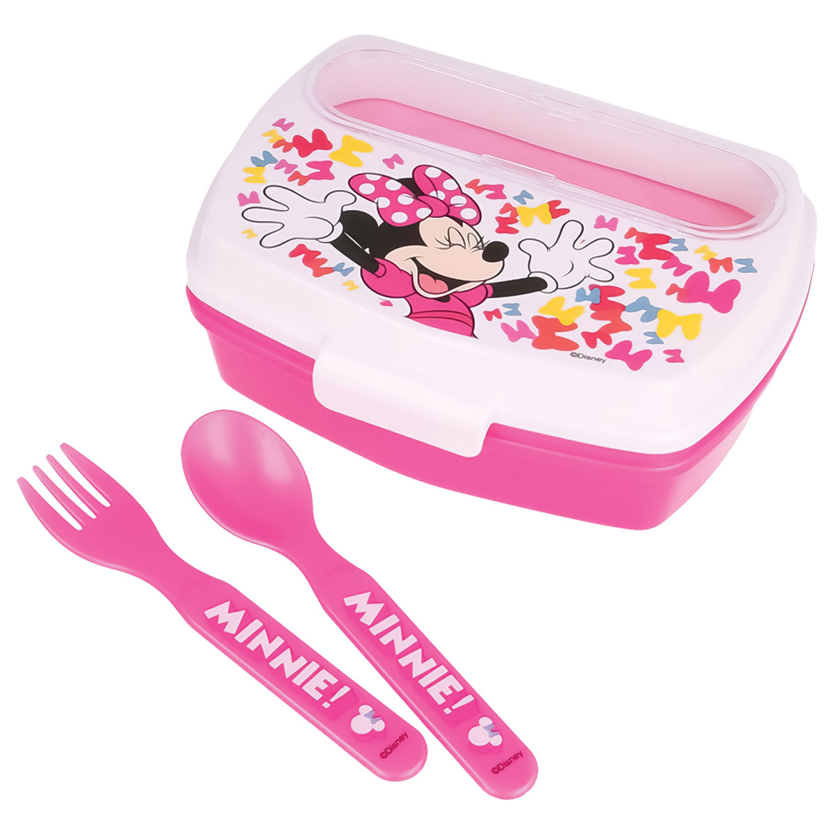 MINNIE-Caixa para Lanche + Garfo+Colher