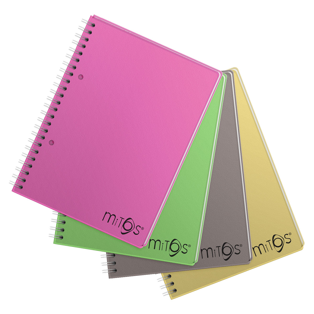 Mitos-Caderno A5 PP liso espiral 120 folhas 70gr