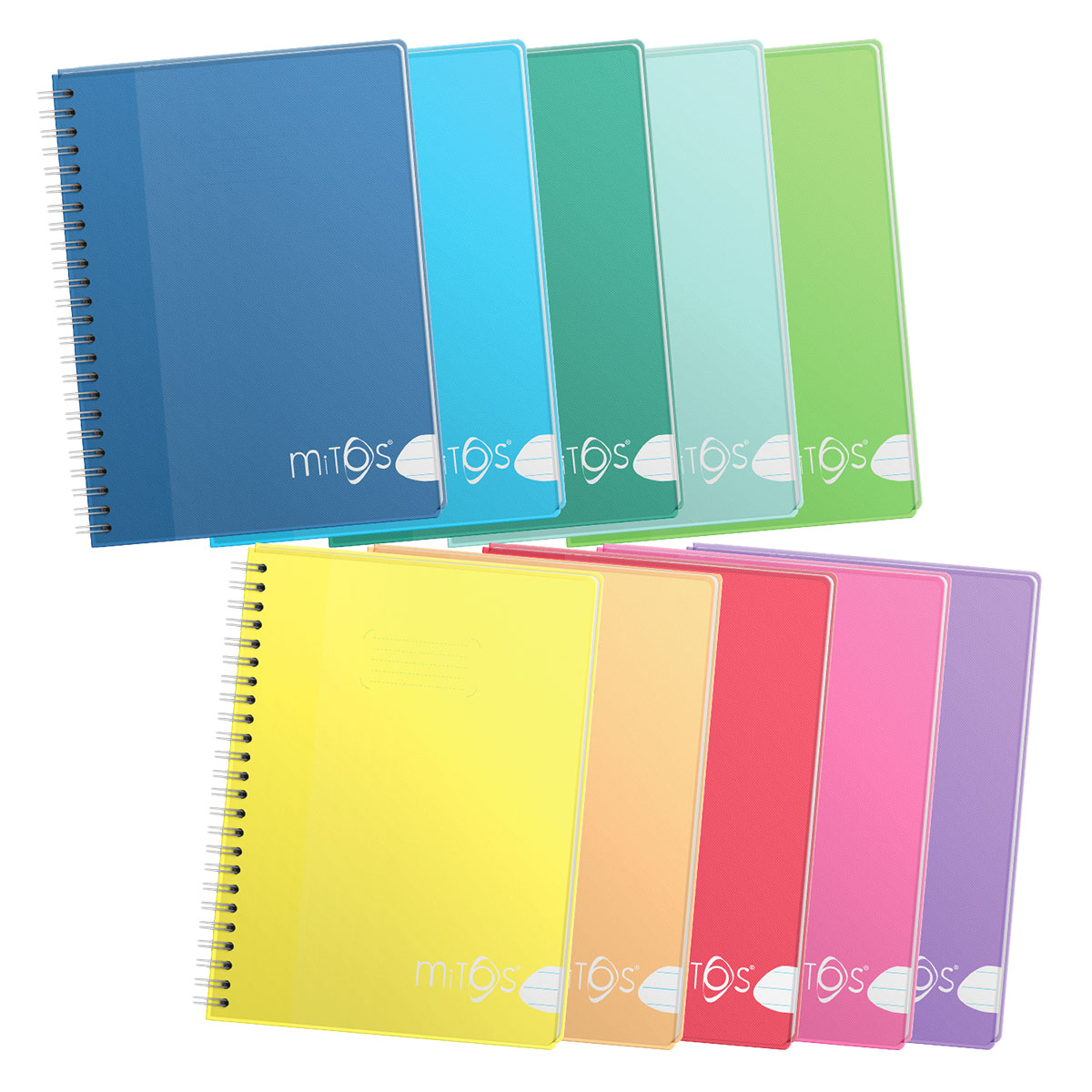 MITOS-Caderno A5 PP linhas espiral 80fls 80gr capa cor