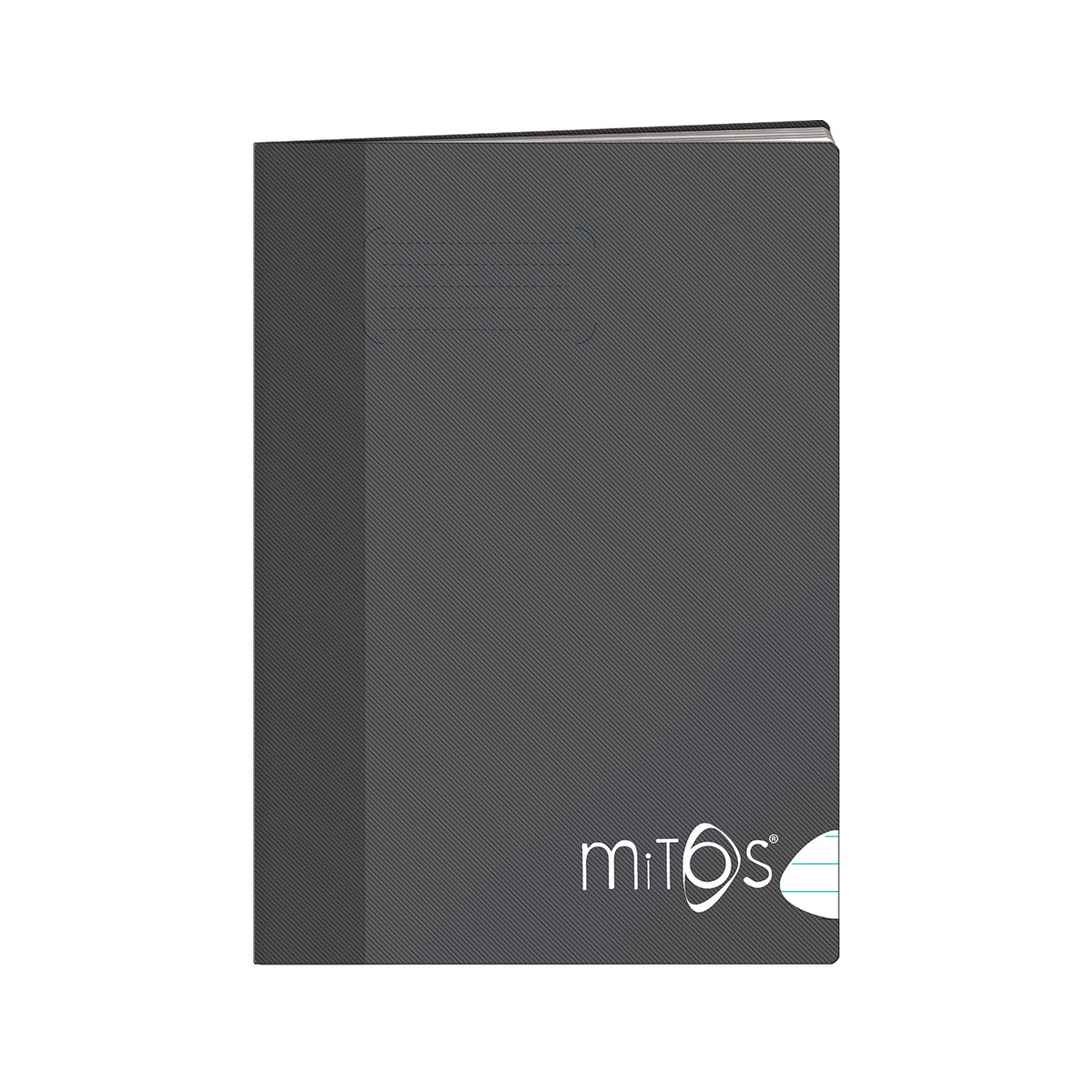 MITOS-Caderno A5 agrafado linhas 48f 80g capa PP preta