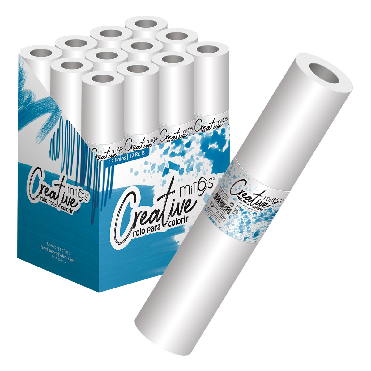 MITOS-Rolo de Papel para Colorir Liso Branco 300x42cm 70gr