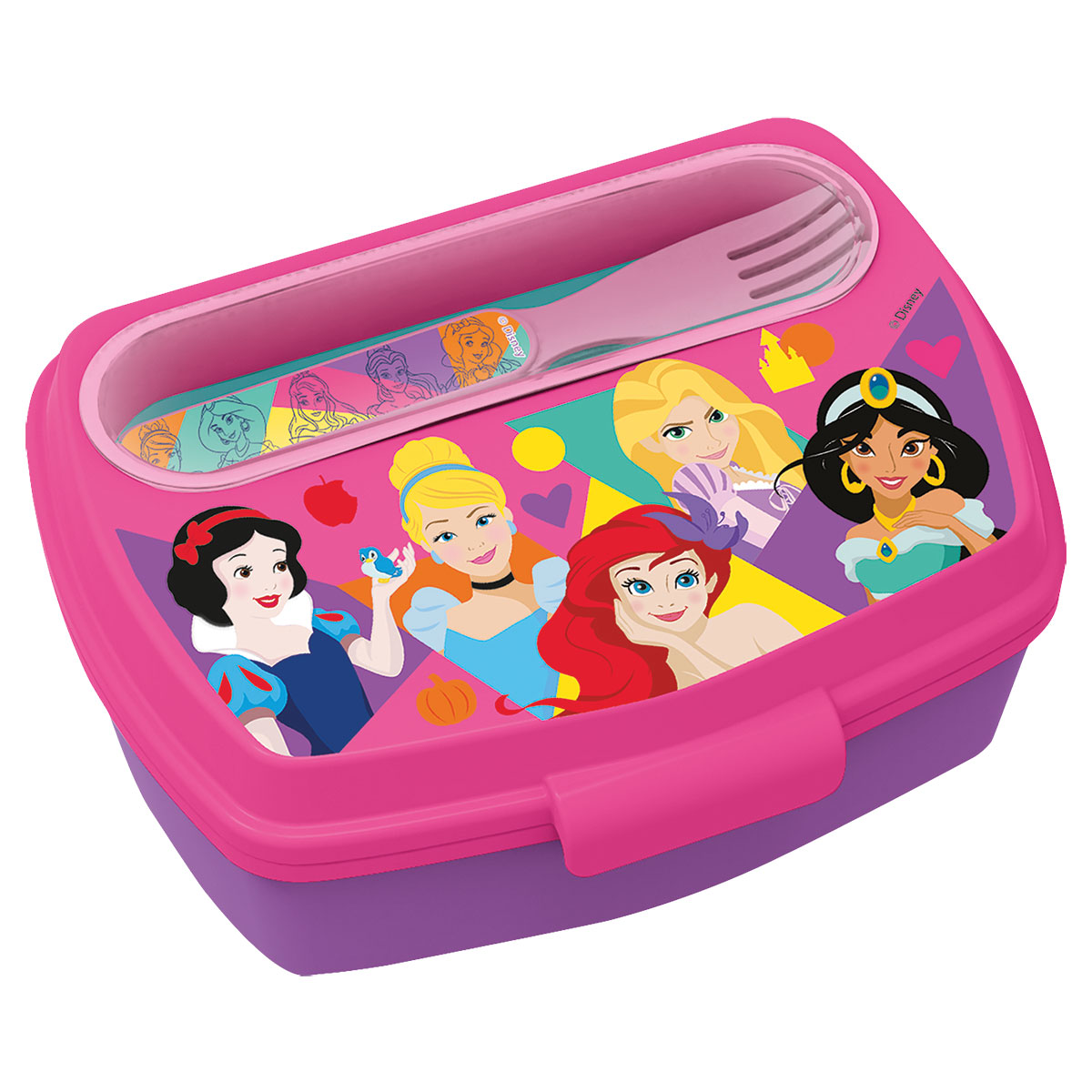 PRINCESAS-Caixa para Lanche + Garfo+Colher