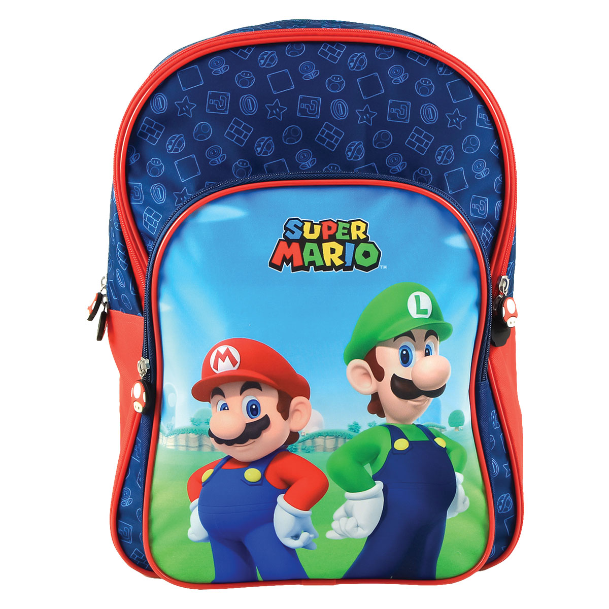 SUPER MARIO-Mochila Grande c/2 fechos 31x42x15 cm