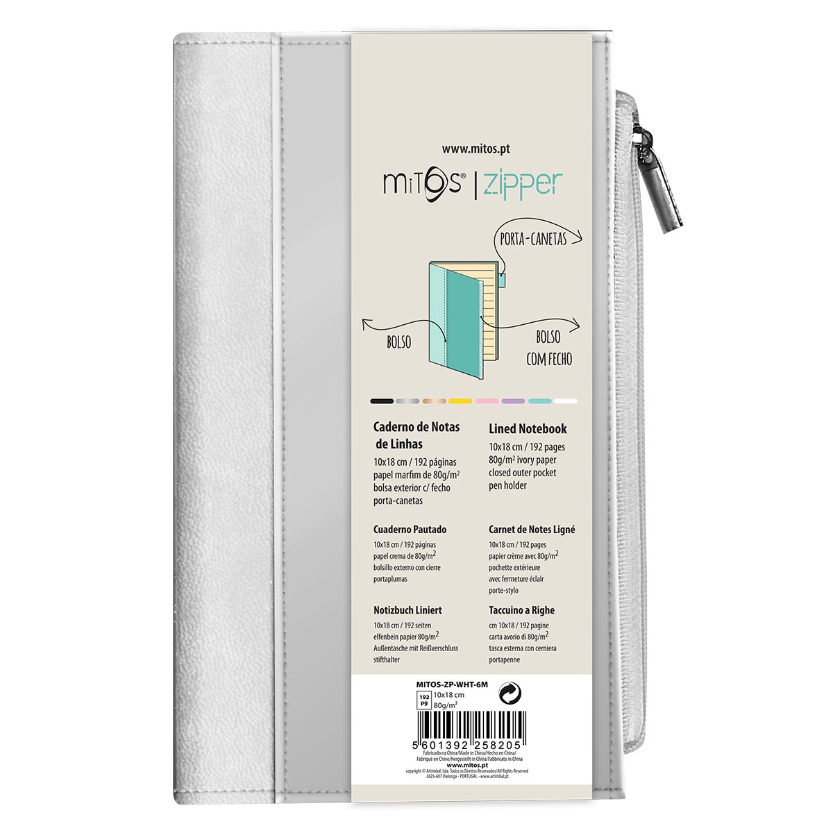 MITOS ZIPPER-Caderno Notas Linhas c/ Bolso (17x8cm)192pg