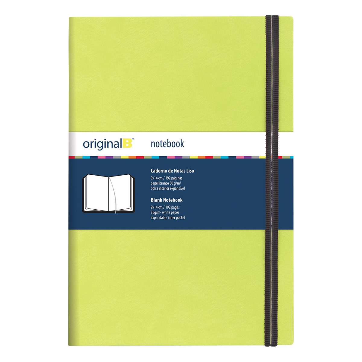 ORIGINALB-Bloco liso (9*14cm)192pg-Papel branco de 80g-elast