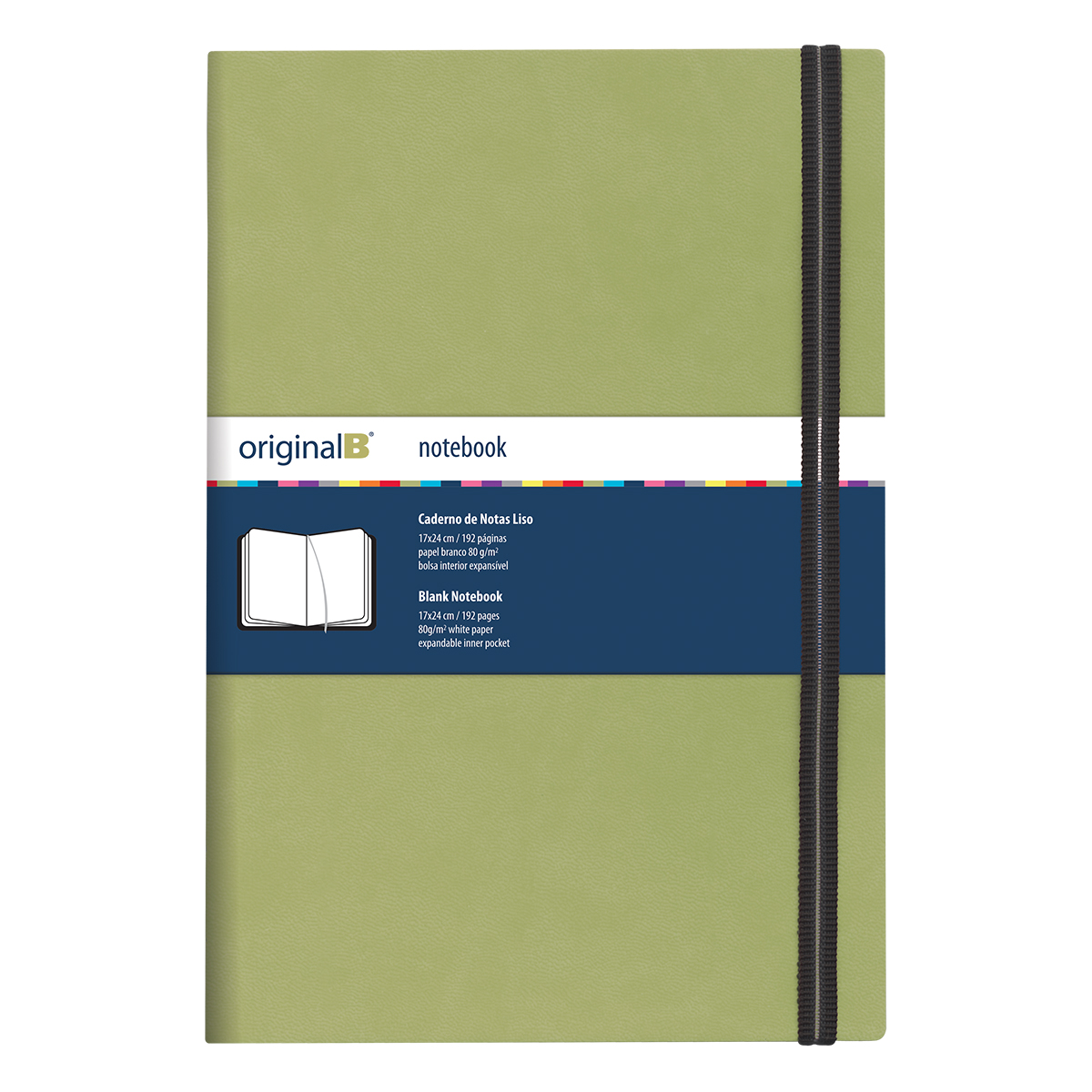 ORIGINALB-Bloco liso (17,2*24cm)192pg-Papel branco de 80g-el